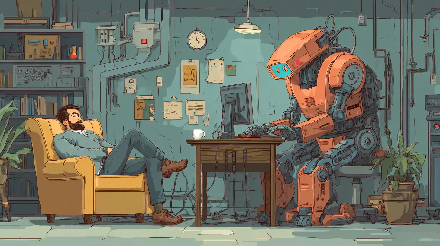 erosheve_a_man_chills_while_a_robot_is_working_hard_--ar_169__f5a639d6-0a31-455b-8ba9-820643226e1f_1